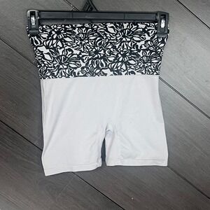 Jockey Shapewear High Waist Mid-Thigh Shorts White‎ Black Floral Band Size M EUC